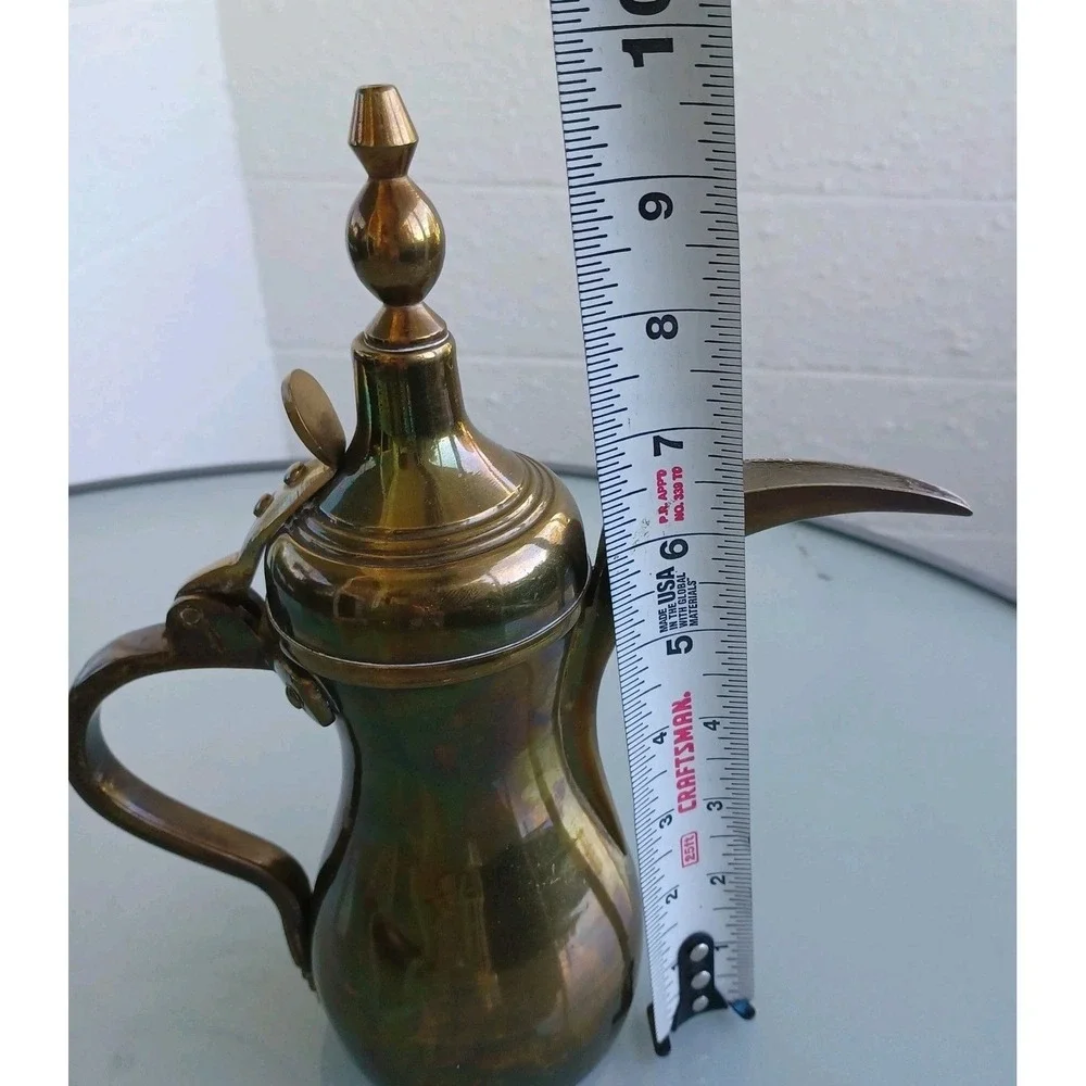 Vintage Brass Dallah Coffee Pot Made in India Ornate Engraved